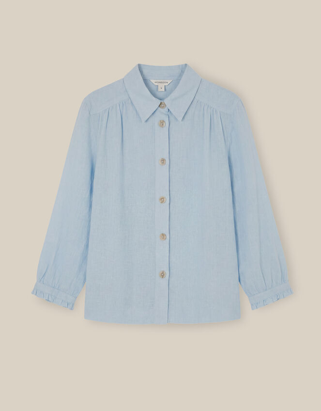 Emily Linen Blend Shirt, Blue (BLUE), large