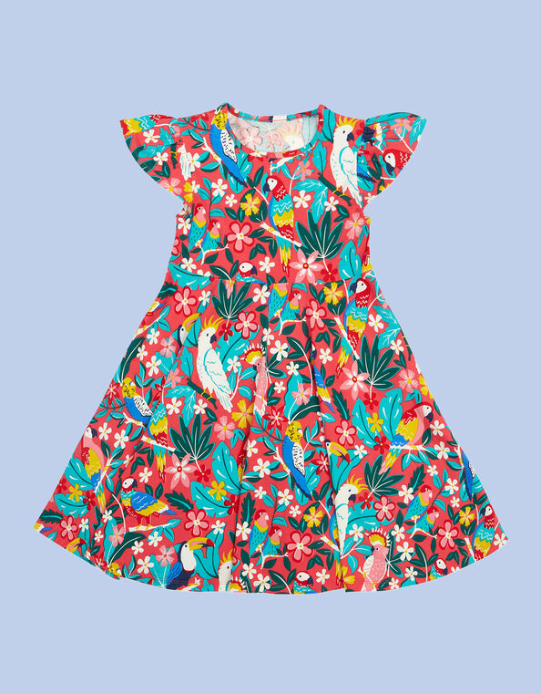 Frugi Morwenna Print Skater Dress, Pink (PINK), large