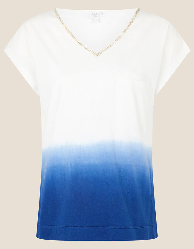 Deea Dip Dye T-Shirt in Organic Cotton, Blue (BLUE), large