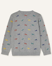 Embroidered Lion Jumper, Grey (GREY), large