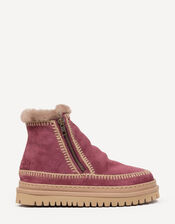 Laidback London Setsu Suede Ankle Boots, Red (BERRY), large