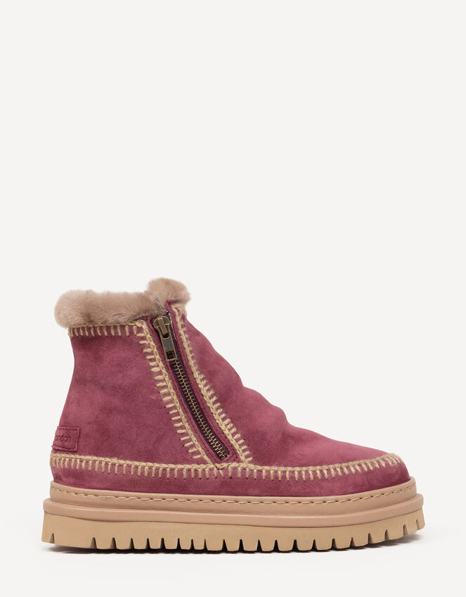 Laidback London Setsu Suede Ankle Boots, Red (BERRY), large