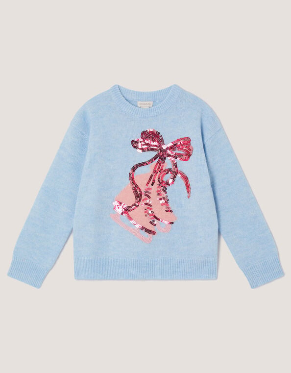 Sequin Ice Skates Jumper, Blue (BLUE), large