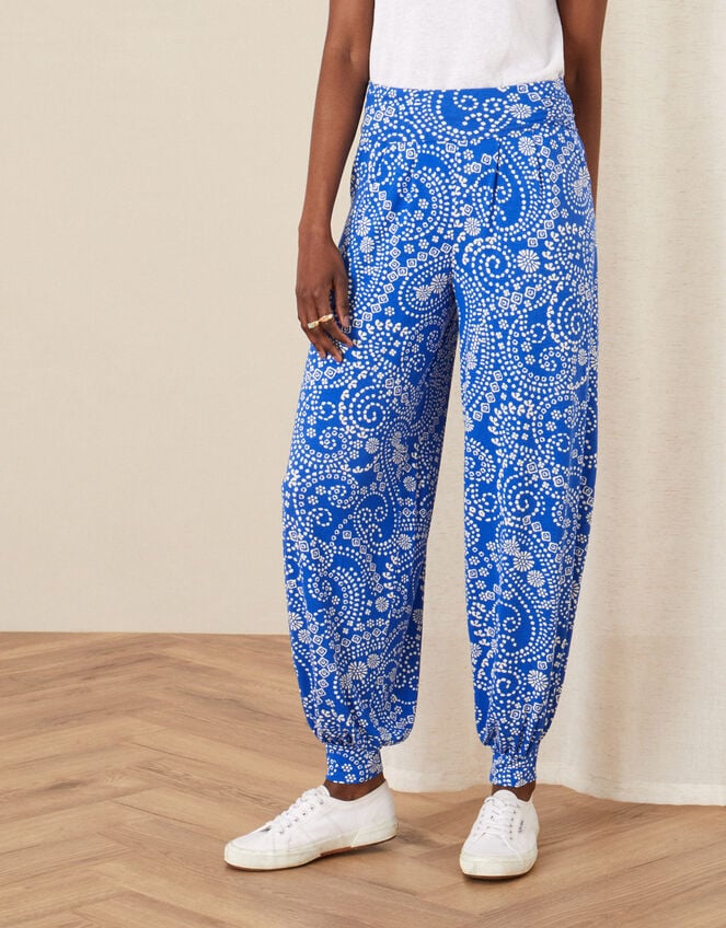 Paisley Print Hareem Trousers, Blue (BLUE), large