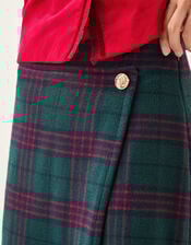 Monsoon x Sarah Corbett-Winder Tartan Fringe Midi Skirt, Teal (TEAL), large