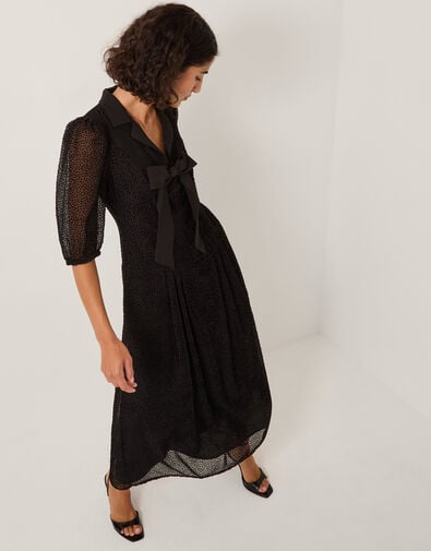 Mae Devore Midi Dress, Black (BLACK), large