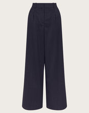 Paige Pinstripe Wide Leg Trousers, Blue (NAVY), large