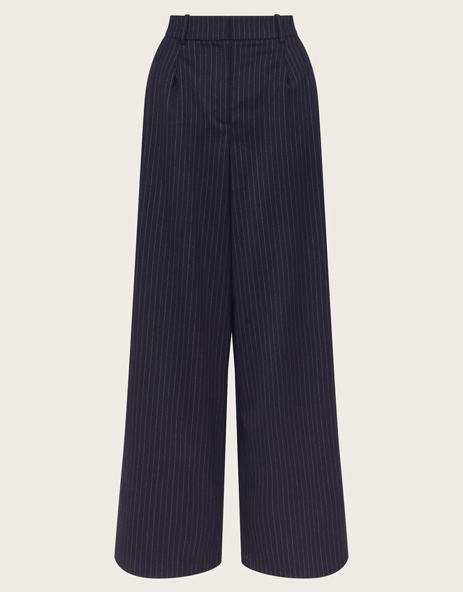 Paige Pinstripe Wide Leg Trousers, Blue (NAVY), large