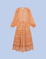 Maison Hotel Caroline Embroidered Maxi Dress, Orange (ORANGE), large
