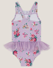Baby Floral Tutu Swimsuit, Purple (LILAC), large