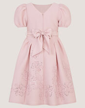 Josie Embellished Puff Sleeve Party Dress, Pink (DUSKY PINK), large
