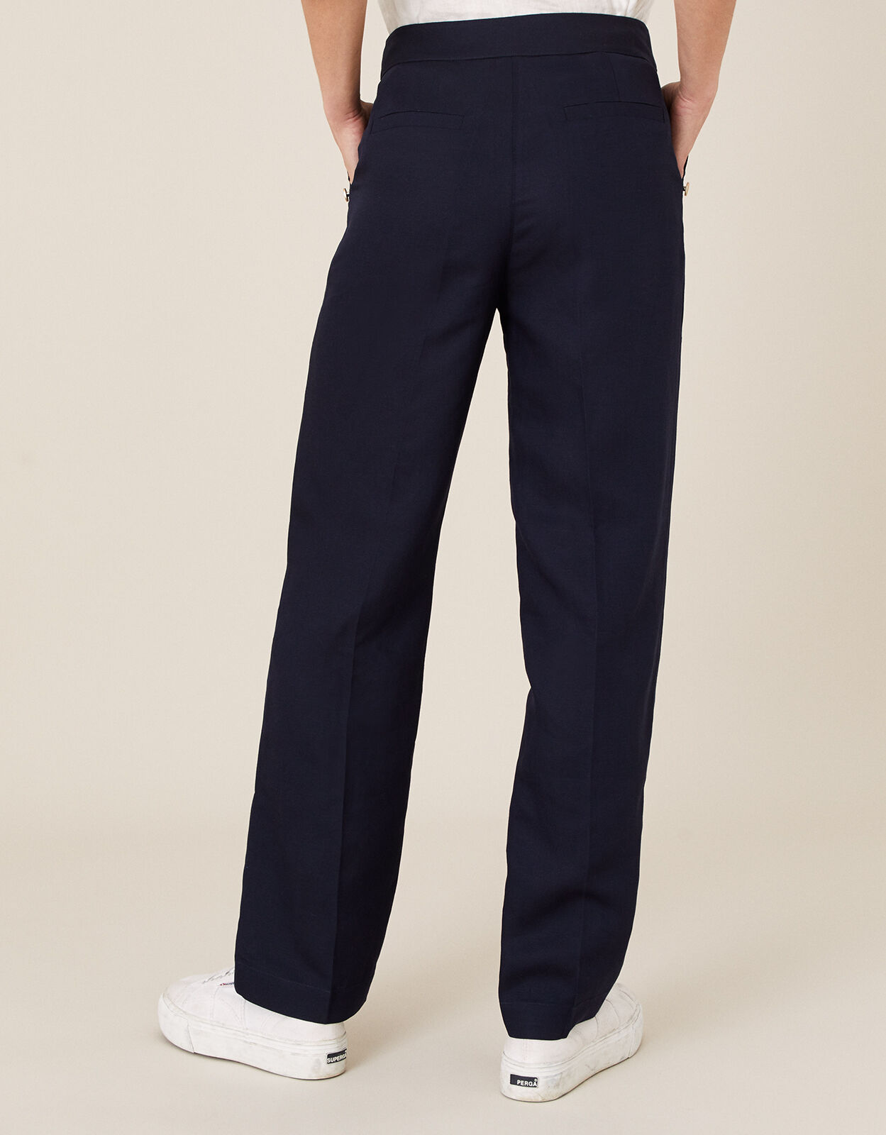 Smart Regular Length Trousers in Linen Blend Blue