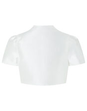 Henrietta Duchess Twill Cover-Up with Pearls, White (WHITE), large