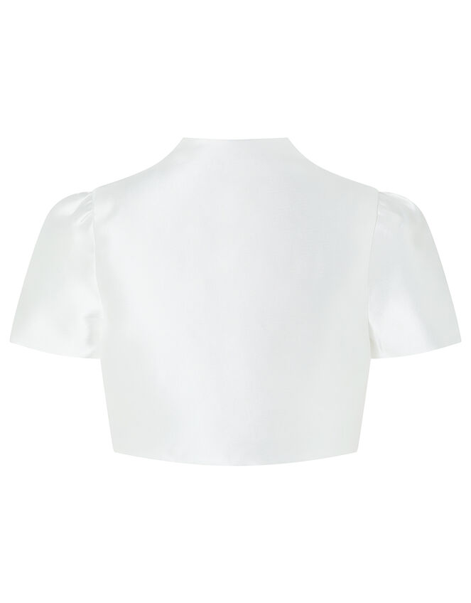 Henrietta Duchess Twill Cover-Up with Pearls, White (WHITE), large