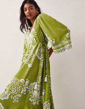 Miley Floral Print Midi Dress, Green (GREEN), large