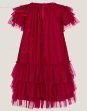 Alexandra Velvet Ruffle Party Dress, Red (RED), large