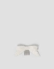 Beaded Bow Comb Hair Clip, , large