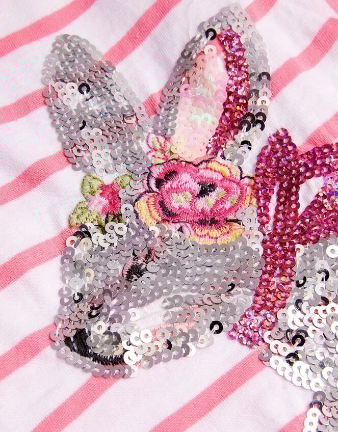 Sequin Bunny Stripe T-Shirt, Ivory (IVORY), large
