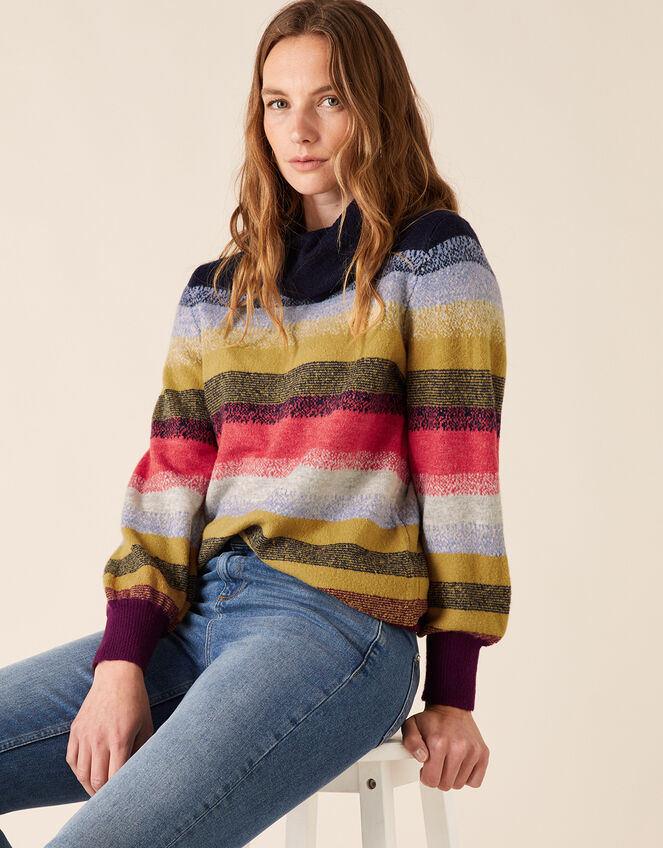 Brushed Stripe Knit Jumper, Multi (MULTI), large