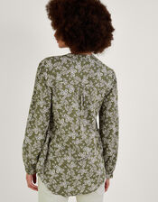 Longline Print Pullover Blouse in LENZING&trade; ECOVERO&trade; , Green (KHAKI), large