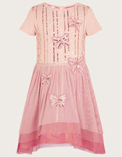 Disco Butterfly High Low Dress, Nude (NUDE), large