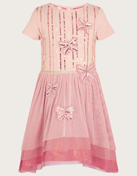 Disco Butterfly High Low Dress, Nude (NUDE), large