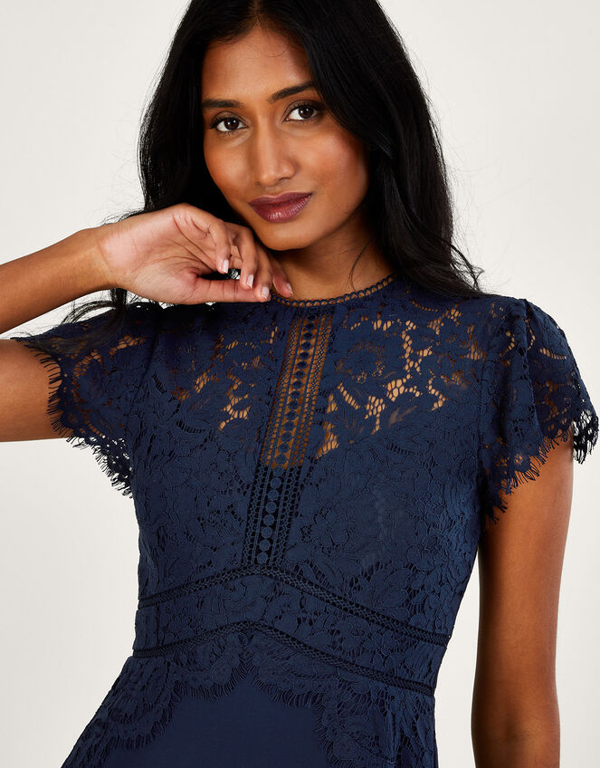 punch jelly Imitation Louise Lace Midi Dress Blue | Evening Dresses | Monsoon Global.