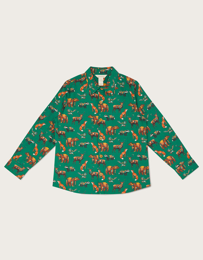 Animal Print Long Sleeve Shirt WWF-Collaboration, Green (GREEN), large