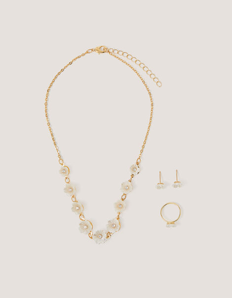 Pearly Flower Jewellery Set, , large