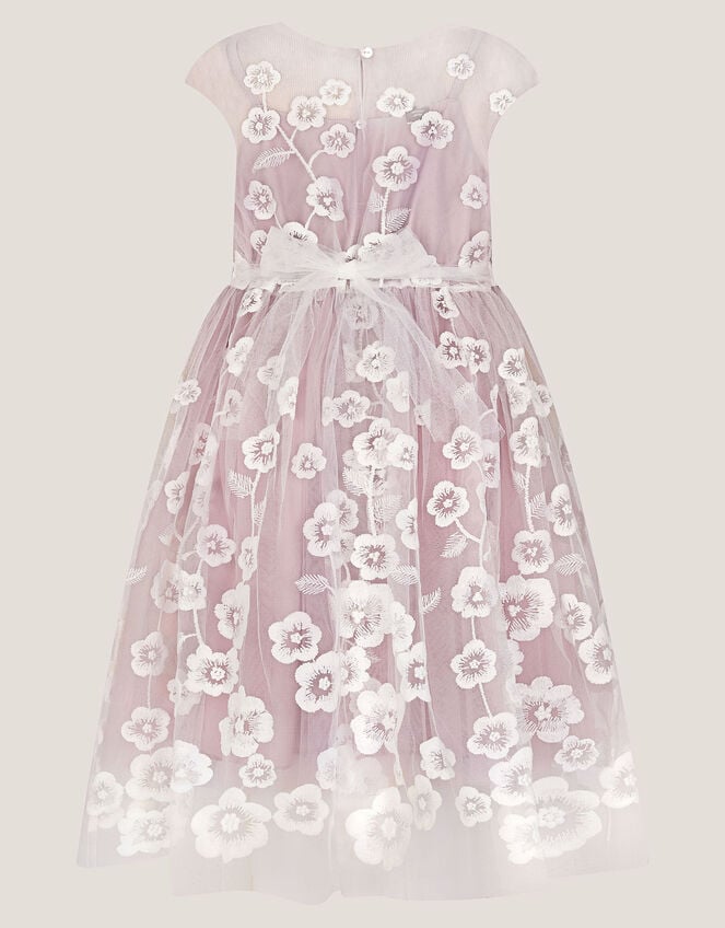 Pansy Embroidered Tulle Dress, Pink (PINK), large