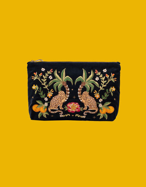 Elizabeth Scarlett Jungle Jaguar Velvet Pouch, , large