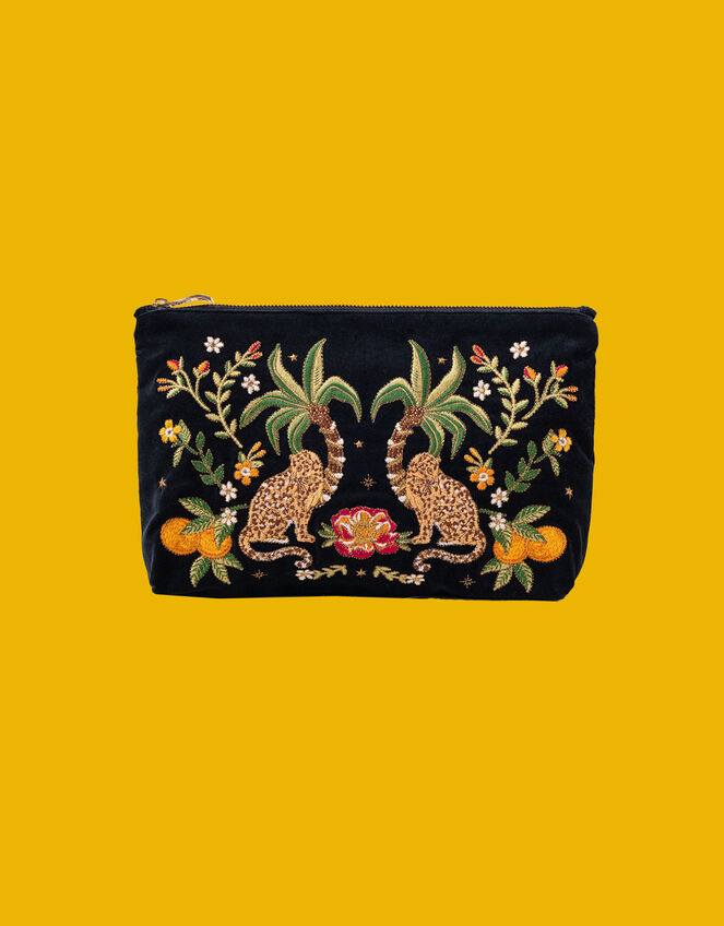 Elizabeth Scarlett Jungle Jaguar Velvet Pouch, , large