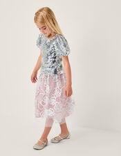 Rose Tinsel Tulle Skirt, Pink (PINK), large