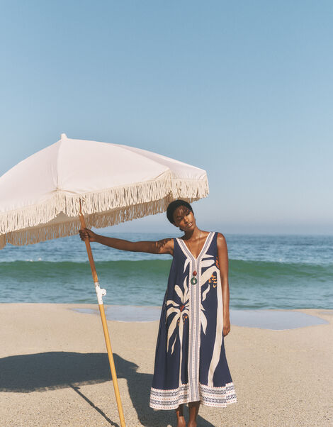 Paloma Sleeveless Print Midi Dress, Blue (NAVY), large