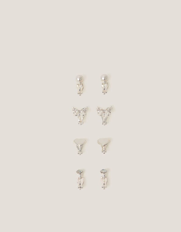 4-Pack Bridesmaid Pearl Clip-On Earrings, , large