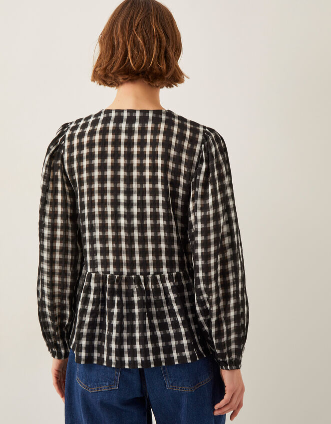 Violet Bow Check Blouse, Black (BLACK), large
