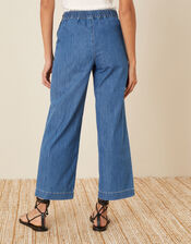 Pull-On Denim Culottes, Blue (DENIM BLUE), large