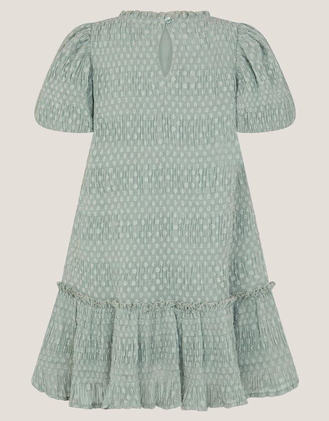 Textured Polka Dot Party Dress, Green (GREEN), large