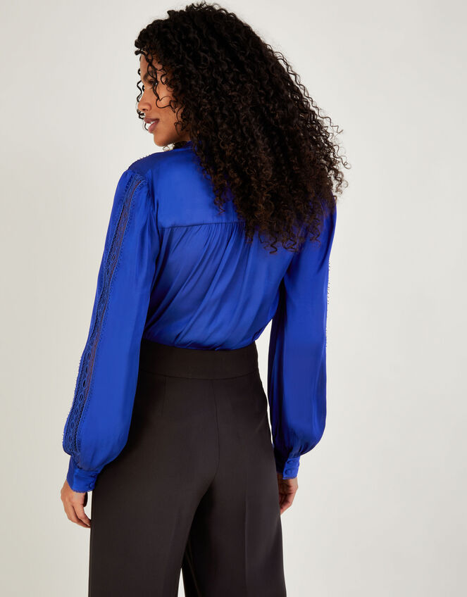 Beth Satin Blouse	, Blue (COBALT), large