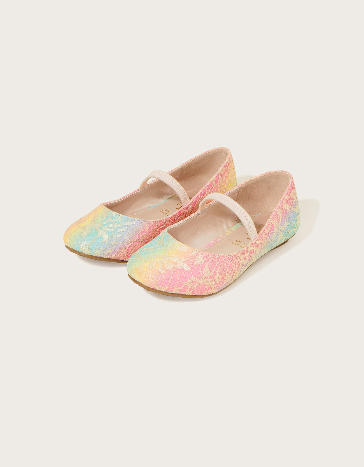 Rainbow Glitter Lace Ballerina Flats Multi