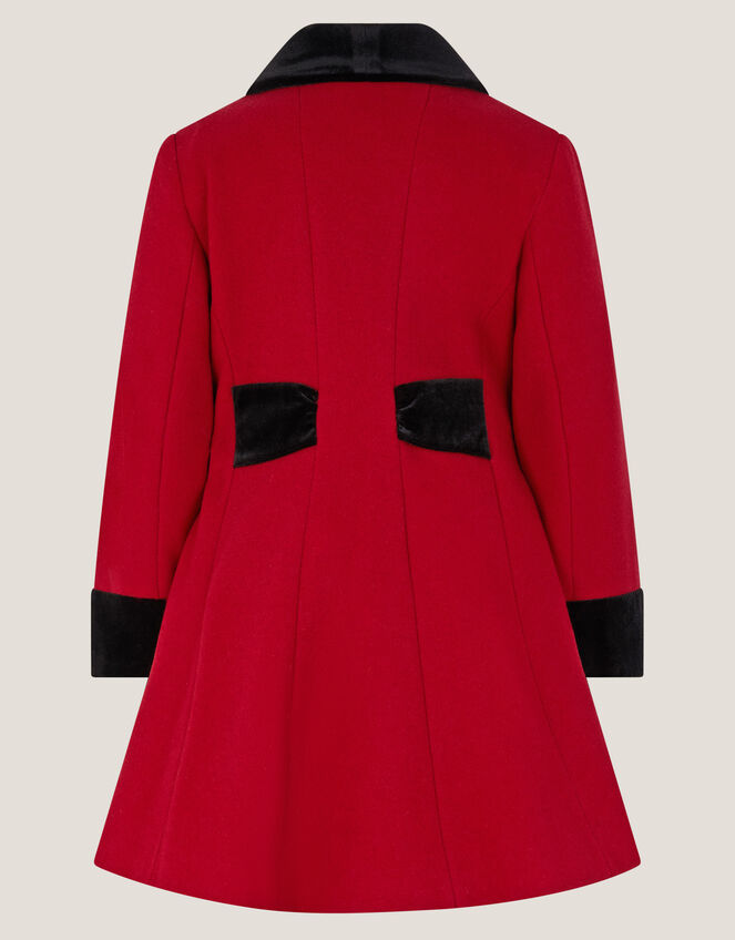 Contrast Double-Breasted Velvet Coat, Red (RED), large