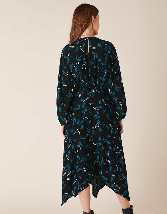 Abstract Print Dress in Sustainable Viscose, Black (BLACK), large
