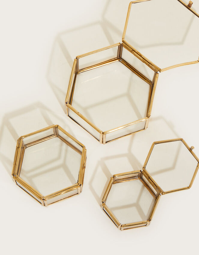 Hexagonal Trinket Boxes Set of Three, , large