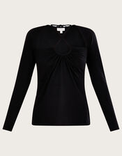 Cut-Out Halter Jersey Top, Black (BLACK), large
