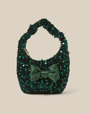 Bow Sequin Velvet Bag, , large