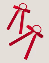 2-Pack Ribbon Bow School Hair Bands, Red (RED), large