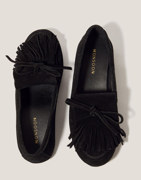Sarah Suede Moccasins, Black (BLACK), large