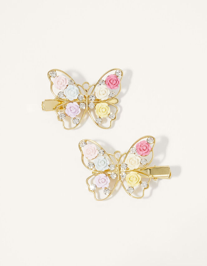 Floral Butterfly Hair Clip Twinset, , large