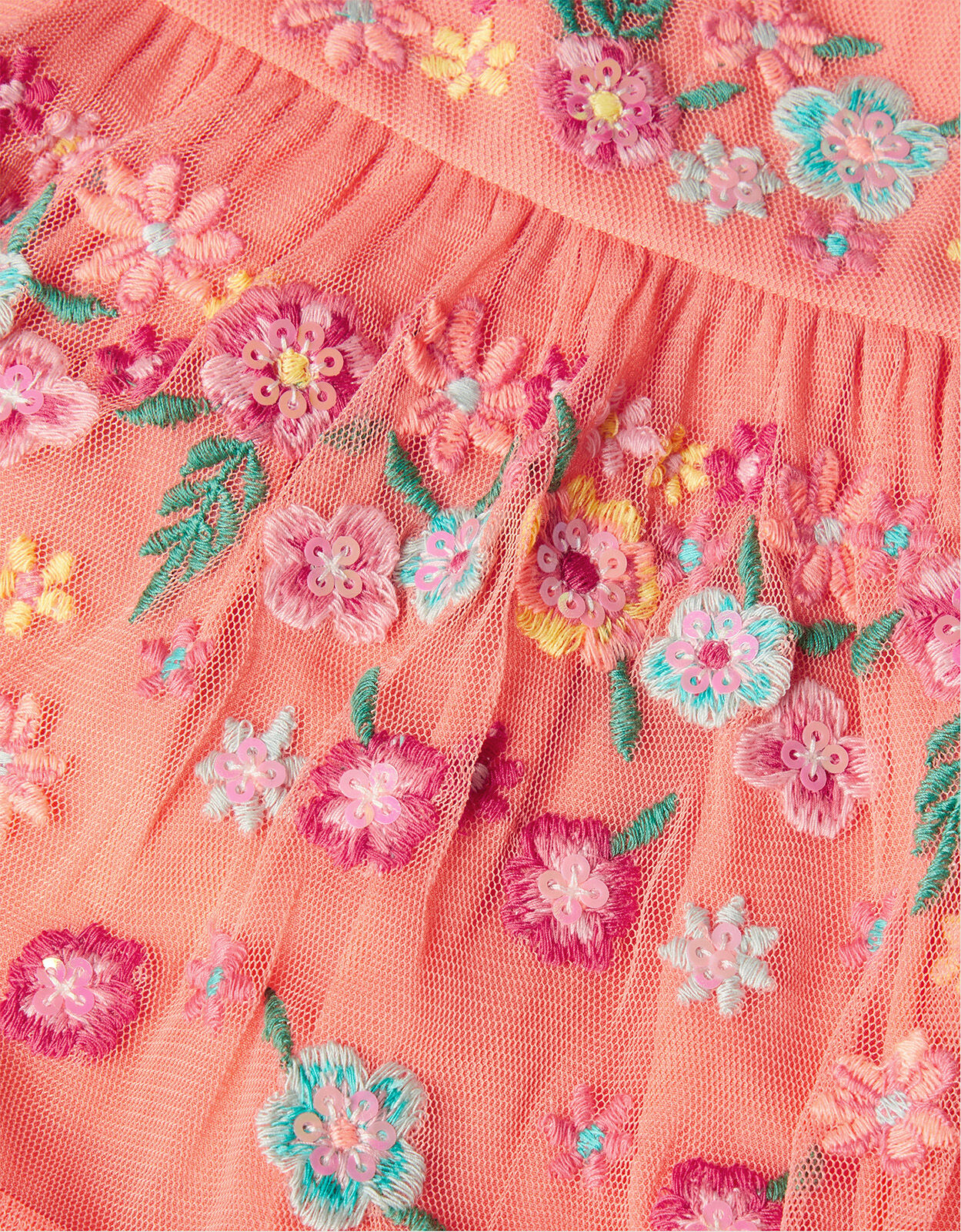 Embroidered Tulle Dress Orange