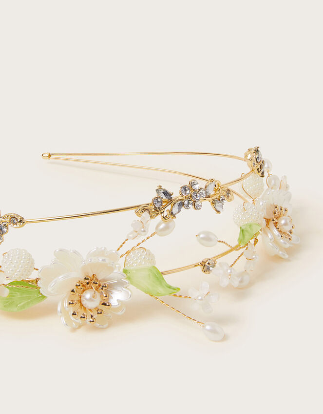 Garla Flower Pearl Wire Headband, , large